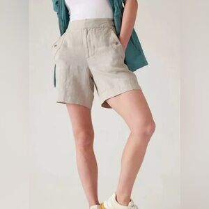 Athleta 100% Linen Pockets Elastic Lightweight 7 Inch Voyager NWT Shorts